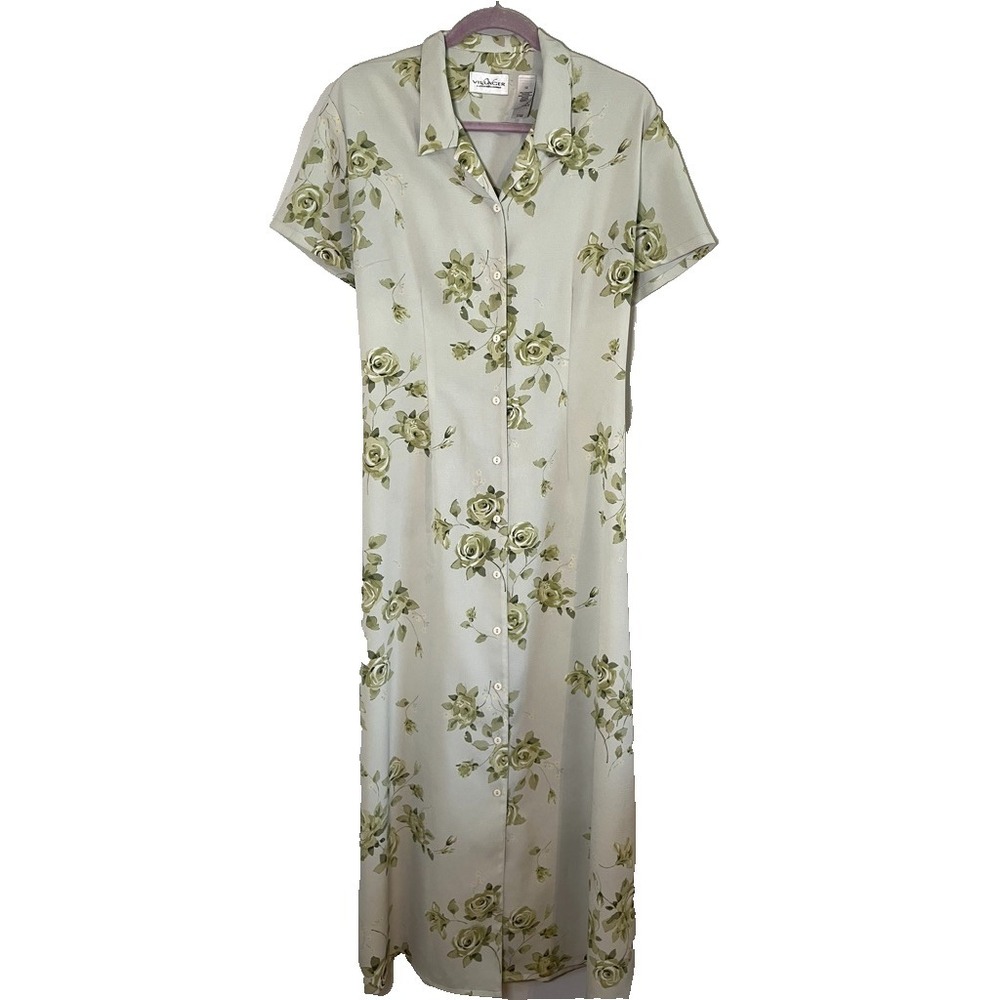 Colorful Floral Maxi Dress Green 14 Boho Indie Secretary Geek Mod Retro Cottage